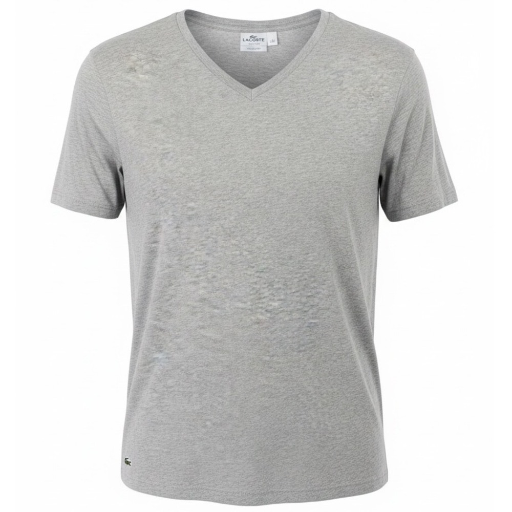 Lacoste Mens XXL Grey V-Neck Supima Cotton Underwear T-Shirt Logo Patch (O7)